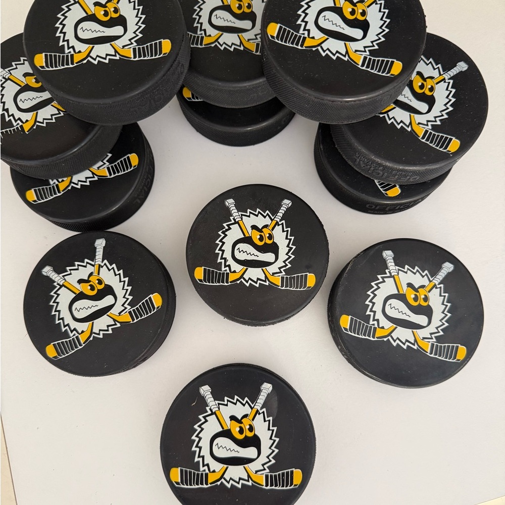 12 Official hockey pucks with printed custom design
